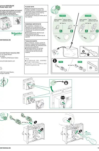 schneider施耐德Rotary handle keylock adapter (without keylock) NSX100-250 A